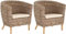 Krines Home 2er Set Clubsessel Koobo Rattan Sessel Loungesessel Rattansessel Club & Lounge Wohnzimmersessel Natur Grau