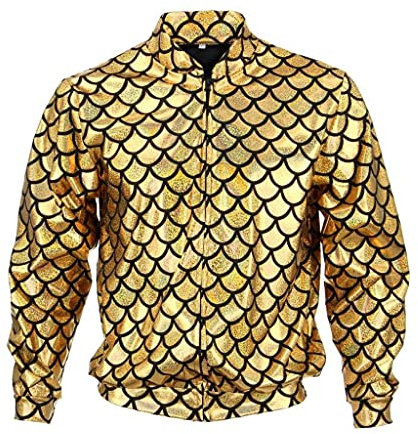Partyjacken mit holografischem Schuppenmuster für Erwachsene. Gr. M-L, gold