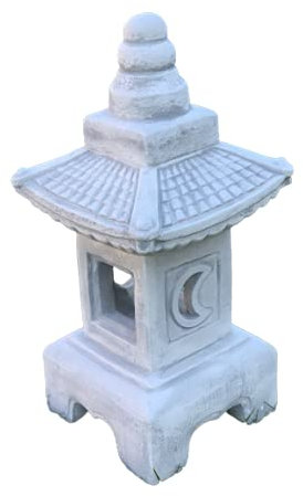 Große Massive Steinlampe Tachi-Gata japanische Steinlaterne Steinguss frostfest Gartendeko Deko-Figur für Haus Garten Moderne Statue Garten-Figur