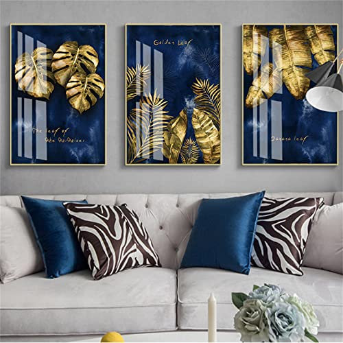 TROYSINC 3 Stück Premium Poster Set,Goldenes Bananenblatt,Ohne Rahmen Tintenstrahl Kunstposter,Wandschmuck für Schlafzimmer und Wohnzimmer (50 x 70 cm)