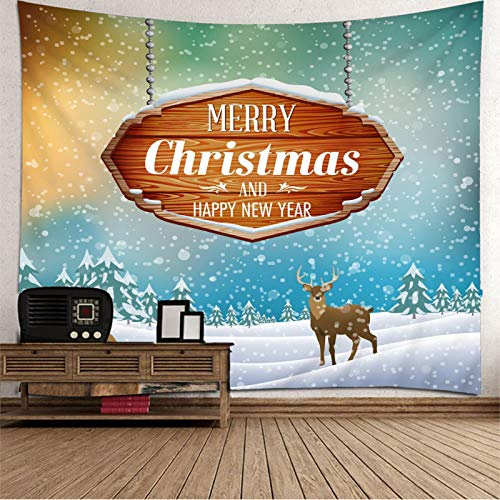 Banemi Wandteppich Trippy, Gobelin Kissen Hirsch Hellblau Braun Polyester Wandbehang Frau 240X220cm