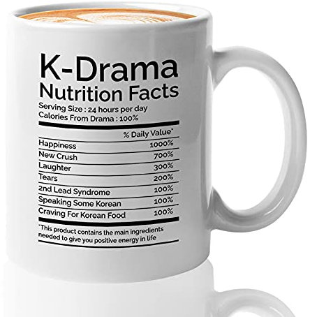 Bubble Hugs Korean Addict Tasse weiß 325 ml – Korean Dramas Nutrition Facts – Drama Lover Kpop Fan Korean Enthusiast Bestie