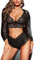 RSLOVE Sexy Lingerie for Women Lace Lingerie Set with Mesh Robe 3 Piece Set Sleepwear Nightwear Black Medium