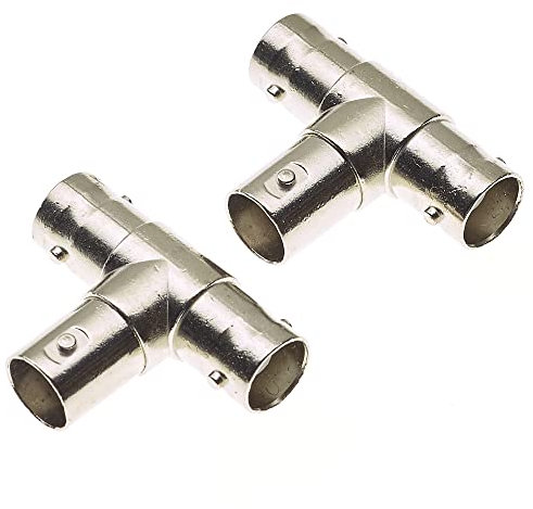 3-Way Female BNC T Splitter Connector - T Coax Adapter RF Coaxial For CCTV Security Camera T-Shaped SDI For Antenna DVR - Pack Of 2