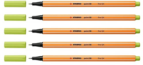 STABILO Pack of 5 Fine Tip Pens 88, Lime Greenaa