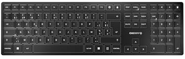 CHERRY KW 9100 SLIM, clavier au design sans fil, Disposition belge (AZERTY), Connexion au choix Bluetooth ou radio 2,4 GHz, Touches plates, Rechargeable, Gris anthracite