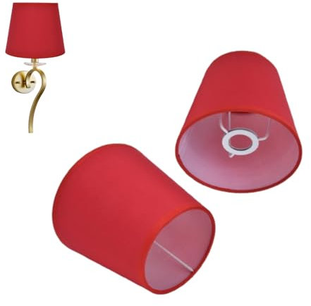 Juego de 2 pantallas de lámpara pequeña, mini pantalla de lámpara de araña, pantallas de luz para lámparas, pantalla de tela de barril para lámpara de mesa y suelo(Rojo)