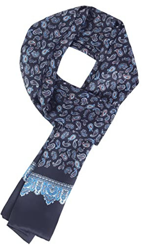 WANYING Edler Seidenschal für Herren 100% Seide 11 Momme Herrenschal Schaltuch Doppelseite für Frühjahr Sommer Herbst Casual Business 155×26cm - Paisley Schwarz