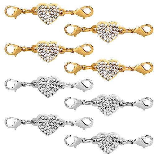 ASTER 8 Stück Magnet Schmuck-Verschlüsse Magnetverschluss, Herz Magnetische Schmuckverschluss Doppelter Kettenverschluss für DIY Armband Machen Halskette Schmuckherstellung