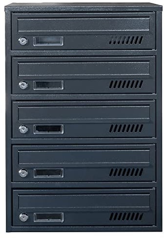 Boîtes aux lettres avec fixation murale EURO GLM 5 RAL 7016 Bloc de 5 Boite aux Lettres Lot de 5 boîtes aux Lettres Boîte à courrier