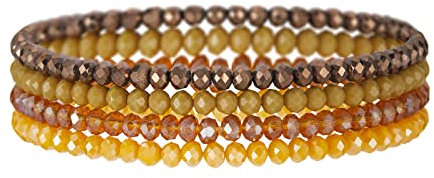 FULU AUTUMN Damen Kristall Perlen Armband Mehrschichtiges Steine Armband Boho Modeschmuck Beste Freundin Geschenke(Yellow)
