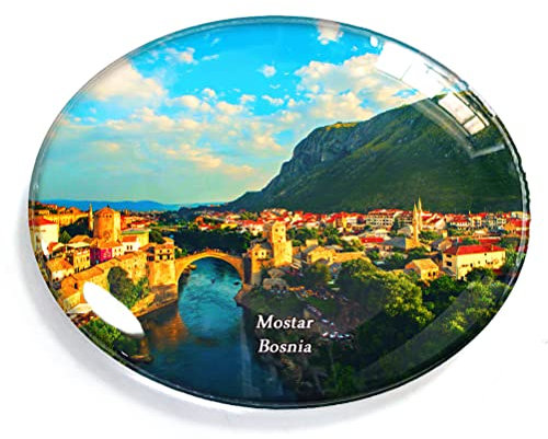 Mostar Bosnien-Magnet für Kühlschrank, Gefrierschrank, Souvenir, Dekoration, oval, Kristallmagnet, Küche, Whiteboard