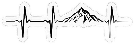 Spreadshirt Herzschlag Puls Frequenz Berge EKG Sticker Aufkleber, 10 x 10 cm, Transparent glänzend
