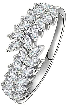 Olive Leaf Diamond vielseitiger Ring Schmuck Geburtstag Vorschlag Geschenk Braut Verlobungsfeier Ring Ringe Set Groß (E, One Size)