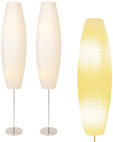 lianheng Moderne Stehlampe aus Reispapier, Reispapierlampe, oval, für Wohnzimmer, Arbeitszimmer, Schlafzimmer, Kinderzimmer, zum Lesen, Stehlampe Papierschirm,für die Innendekoration(2 pack)