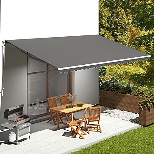 Gecheer Replacement Fabric for Awning, Garden Patio Awning Canopy Sun Shade Shelter Replacement Fabric, Anthracite 6x3.5 m Awning