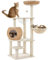 Yaheetech Arbre à Chat en Rotin Tour pour Chat en Peluche avec Cachette Ronde Perchoir Paniers Griffoir en Sisal Jouet Design Moderne 137,5 cm de Haut Beige