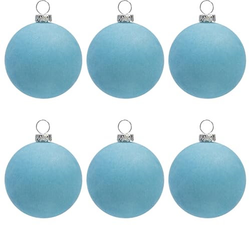 KI Store Blue Velvet Ball Ornaments 6pcs 6cm for Party Christmas Tree Baby Shower First Christmas Decorations