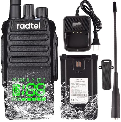 Radtel RT-493 IP67 Impermeable Radioaficionado de Mano 10W Radio de Dos vías de Largo Alcance para Adultos, Walkie Talkie 430-440 escaneo y recepción, Carga Tipo C, Pantalla incorporada.
