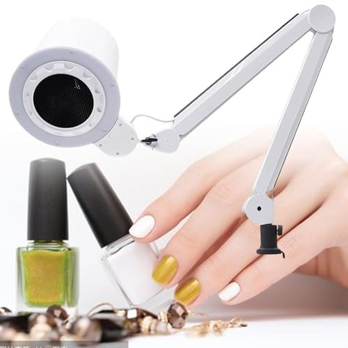 Powerful Low Noise Nail Dust Collector, 360° Angle Adjustable Nail Vacuum Cleaner, Professional Table Nail Dust Extractor, with LED Lights Lamp