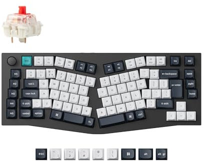 Keychron Q10 Max Alice Ergonomic 75% UK Layout Custom Knob Mechanical Keyboard, Bluetooth 5.1/2.4 GHz/Wired, Full Metal RGB Hot Swappable Gateron Jupiter Red Switch for Mac Win Linux