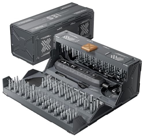 EZARC Destornillador eléctrico, 181 en 1, juego de 3 velocidades, par de torsión, 162 puntas magnéticas CR-V, mini destornillador eléctrico recargable para teléfono móvil, reloj, ordenador portátil