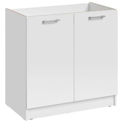 Cuisineandcie - MEUBLE SOUS EVIER ECO Blanc 2 Portes L 80cm - Meuble Sous Evier Cuisine, Meuble Evier Cuisine, Rangement meuble sous evier