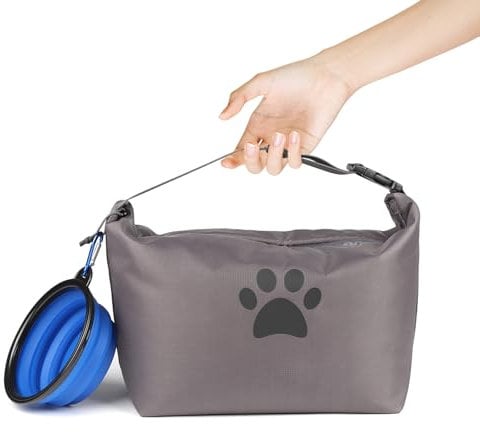Ctomche Dog Food Bags for Travel,Portable Dog Traavel Bag with Collapsible Bowl,4.4 L Waterproof Zipper Dog Food Storage Bag Reusable Dog Travel Storage for Pouches,Camping, Travel, and Everyday Use