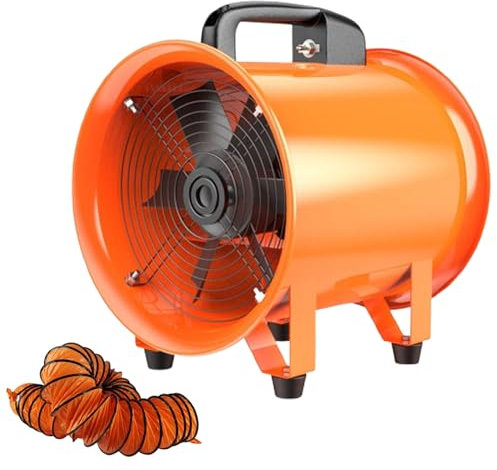 FYDZ Portable Dust Fume Extractor Fan, 120W High-Speed Axial Exhaust Fan, 2800RPM, 8-Inch Duct, Explosion-Proof for Spray Booth, Garage, Restaurant