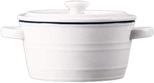 Casserole, marmite à mijoter, cocottes en céramique blanche, ramequins de service du four à la table avec couvercle, bol de cuisson for le petit déjeuner, dessert, œuf cuit à la vapeur, pudding, gâtea