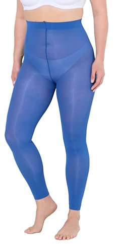 Ulla Popken Women's Strumpf-Leggings, 60den Strumpfhosen, Pfauenblau, 48/50