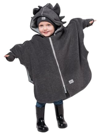 Patulove Auto-Poncho für Kinder – Für Autositz – Kinderwagen – Fahrrad – Mit Abnehmbarer Kapuze – Reflektoren – Warmer Fleece für Winter und Herbst – Dragon M