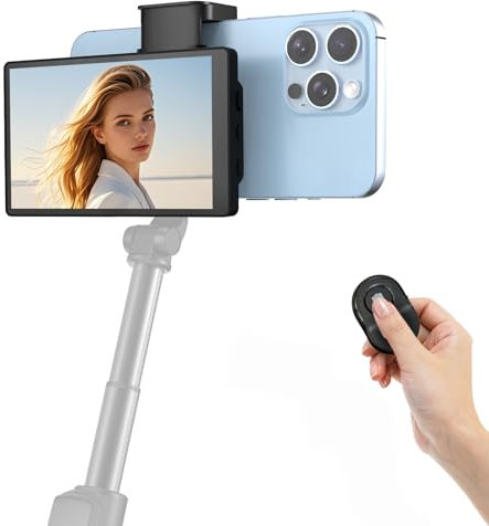 APEKX 5 Phone Vlog Selfie Monitor Screen, Enhanced Phone Vlog Screen for Live Streaming, Compact Selfie Screen Monitor Compatible with iPhone Android for Vlogging and TikTok Content Creation (Black)