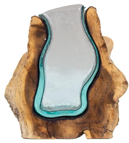 Beho Natürlich gut in Holz! Glas in Wurzelholz 2837 tolle Geschenkidee ca. 22 x 8 cm Höhe 22 cm recycled glas und Gamalholz, mundgeblasen