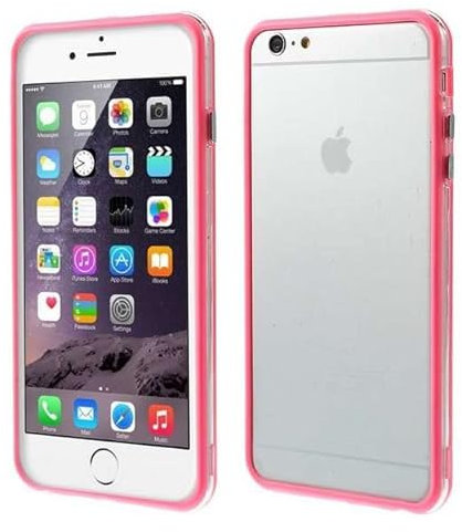 Générique Coque Bumper en Silicone Rose pour iPhone 6 Plus/6S Plus, Protection des Bords, Ultra Mince