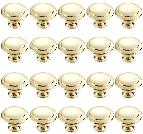 WUPENGZON 20 Stück Gold Schubladenknopf,30 mm Edelstahl Runde Griffe Schrankknöpfe Mit Schrauben,Möbeltürknäufe,Küchenschrankgriffe,schicke Schubladenknöpfe für Schränke Möbelknöpfe Schubladengriffe