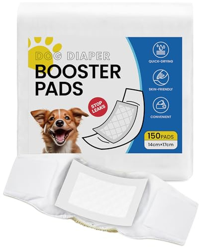 Quuzee Disposable Dog Nappy Liners,150 Count Dog Diaper Liners for Male & Female Dogs,Super Absorbent Diaper Inserts Booster Pads fit Most Dog Pants and Dog Nappies, Regular