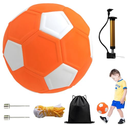 KQWVZ Fussball Curve Ball, Curve Ball Fussball Größe 5 mit Pumpe, Luftnadel, Netzbeutel, Curve Soccer Balls, Eva Gummi SwerveBall Fußball, Kinderfussball für Outdoor Spiele Geschenk für Kinder