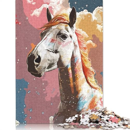 Vintage-Puzzle mit Pferdeausdruck, lustiges Premium-Puzzle aus Karton für Jungen oder Mädchen, 1000 Teile (26 x 38 cm)