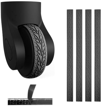DOKRIN Coperture per valigie,4 pezzi di copriruota per valigia nera, copertura in silicone antirumore e antiurto per trolley