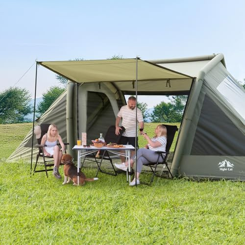 Night Cat Aufblasbar Zelt für 6 8 Personen: Glamping Tunnelzelt Wasserdicht Groß Winterfest XXL Zelte mit 2 Kabinen und TPU Aufbläsäulen für Outdoor Camping