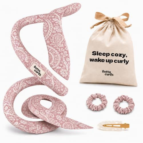 Lotta Curls, Lockenband, Samt, Locken ohne Hitze, Heatless Curls (Vintage) | Samtband, rutschfest, Traumlocken über Nacht | bequem schlafen ohne Hitze | inkl. 2 Scrunchies & Styling Clip & Stoffbeutel