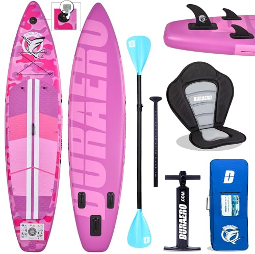 Tavola gonfiabile Stand Up Paddle Board, supporto per fotocamera, 330 x 76 x 15 cm, fino a 150 kg, pompa per il piede, zaino (rosa 330 x 76 x 15 cm)