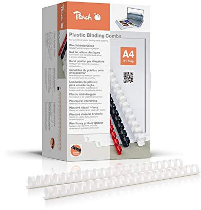 Peach Plastikbinderücken A4 - 20mm - 175 Blatt - 100 Stück - weiß - PB420-01