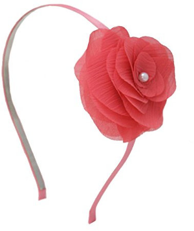 Mia Haarband mit Blume, Pink mit weißen Perlen, für Damen und Mädchen, 1 Stück