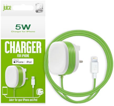 JUICE Apple iPhone 12, 12 Mini, SE, 11, XS, XR, X, 8, 7, 6, 5, iPad, Pro, Air, Mini, Airpods Mains Charger, 1A