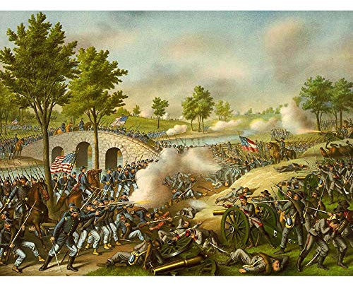 Wee Blue Coo War American Civil Battle Antietam USA Art Print Poster Wall Decor Kunstdruck Poster Wand-Dekor-12X16 Zoll