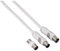 Thomson Câble d'antenne coaxial (80 dB, longueur de câble de 5 m, double blindage, coaxiale femelle - coaxiale mâle, adaptateur inclus) Blanc