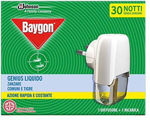Baygon Insecticide/Diffuseur Électrique Liquide/Recharge Moustiques/Moustiques Tigres 30 Nuits Genius 2 en 1