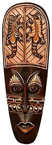 Wogeka Schöne 50 cm Holz Wandmaske Gekko Gecko Tier Afrika Maske 61